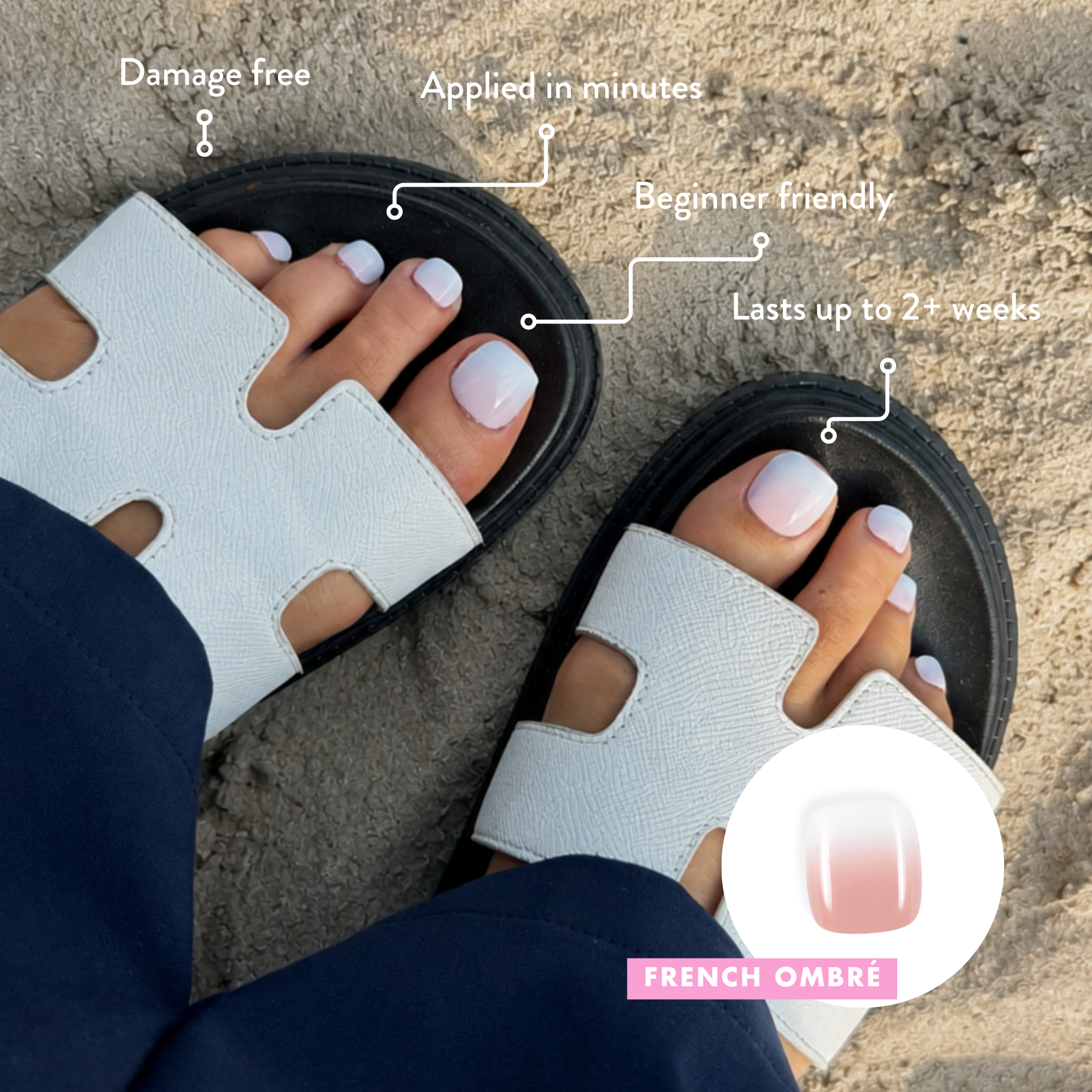 French Ombré - Press On Toe Nails