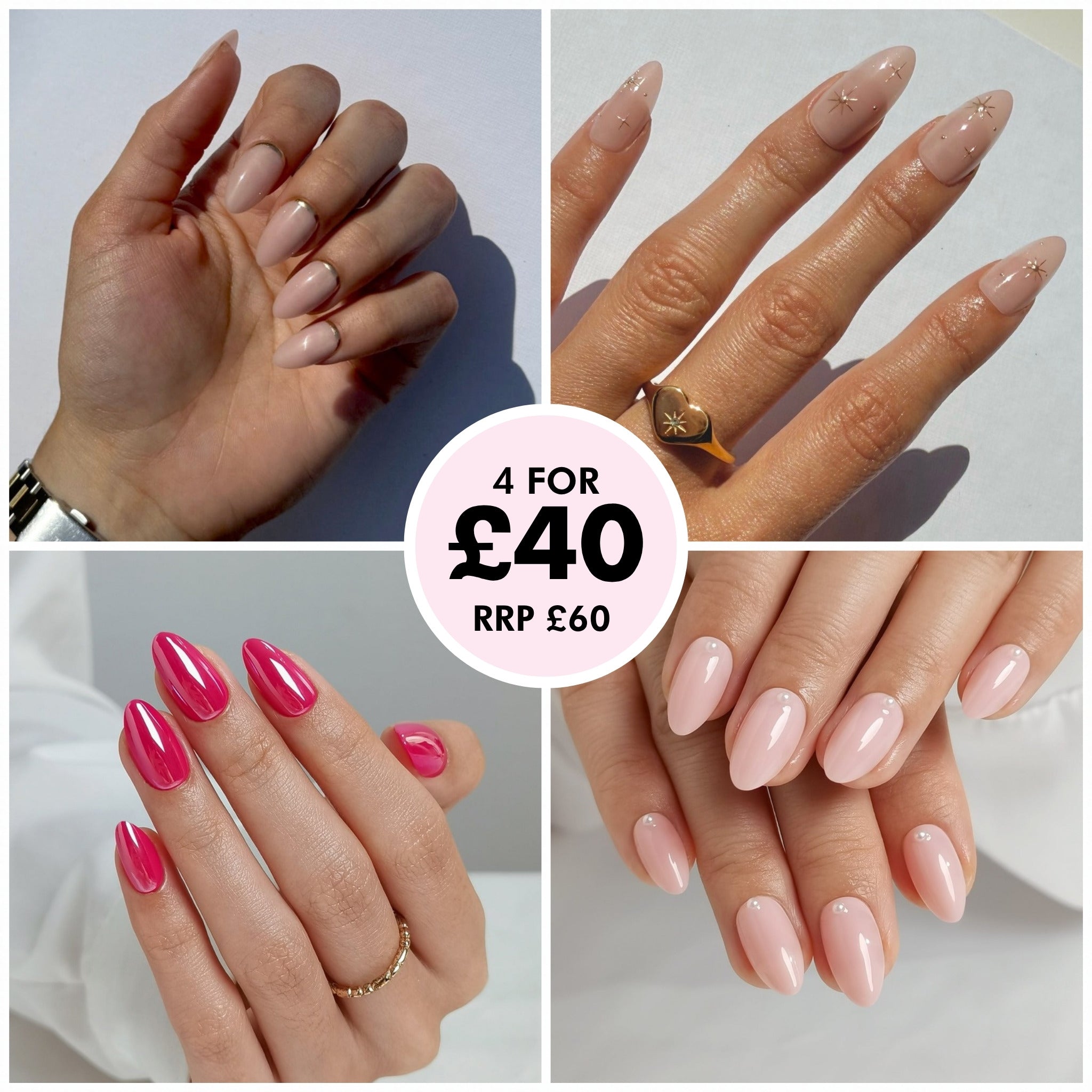 The Glow Edit - 4 press on nail sets for £40