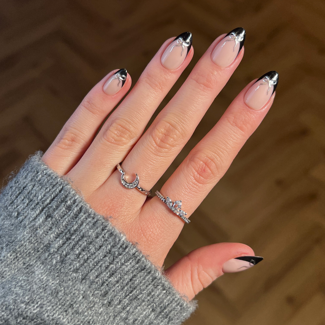 Midnight Ribbon - Press On Nails